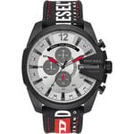 Diesel Watch for Men Mega Chief, Chronograph Movement, 51 mm Black Stainless Steel Case with a Nylon, Silicone Strap, DZ4512