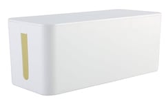 RICOO Cache Multiprise Z3201-W, Boîte de Rangement pour Câbles Électriques, Boite Cache Prise 32 x 13,5 x 12,7 cm, Boite Rangement multiprise, Blanc avec 2 Ouvertures Latérales