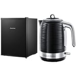 Russell Hobbs RHTTF67B 66 Litre Reversible Doors Table Top Mini Fridge, Black & Inspire Electric 1.7L Cordless Kettle (Fast Boil 3KW, Black premium textured plastic