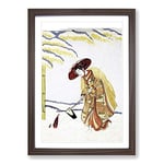 Big Box Art Digging Bamboo Shoots by Harunobu Suzuki Framed Wall Art Picture Print Ready to Hang, Walnut A2 (62 x 45 cm)