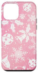 Coque pour iPhone 12 mini Pink Aura Motif floral et flocons de neige d'hiver