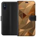 Plånboksfodral till Xiaomi Redmi 9A med 3D Guld motiv