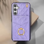 Corded Case for Samsung Galaxy A54 5G with Wallet Back and Light Purple Ring