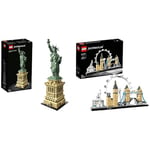 LEGO 21042 Architecture Statue of Liberty Model Building Set & 21034 Architecture Skyline Model Building Set, London Eye, Big Ben, Tower Bridge Model Collection, Office Home Décor