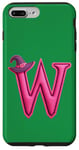 iPhone 7 Plus/8 Plus Pink Letter "W" on a Women Girls Ladies Witches Green Color Case