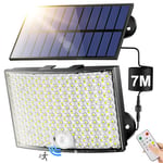 Lampe Solaire Exterieur,【268LED 5 Mode 7M câble】Lampe Solaire Exterieur Detecteur de Mouvement Projecteur Solaire Exterieur, IP65 Lumiere Solaire Exterieur,1800mAh Eclairage Exterieur avec Detecteur