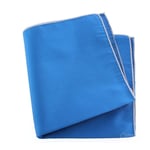 Pochette soie, Bleu Cina, ourlet Rose crocus - Bleu -  FABRIQUE EN ITALIE.