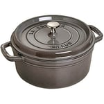 STAUB Cocotte en Fonte Émaillée avec Couvercle, Tous feux dont induction, 4 à 5 personnes, Ronde, 26 cm, 5 L, 6 kg, Gris Graphite