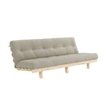 Banquette convertible futon LEAN pin coloris lin couchage 130*190 cm.