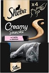 Sheba Creamy Snacks - Friandise crémeuse pour Chat au Saumon (MSC) - Bâtonnets Pratiques à lécher à la Main - 44 x 12 g