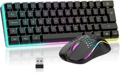 RedThunder K62 Wireless 60% RGB Gaming Keyboard and Mouse Combo, UK Layout 62 PC