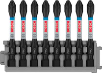 Bosch Professional 8pcs. Screwdriver Bit Set Phillips (Impact Control, PH2 Bits, Length 50 mm, Pick and Click, Accessory Impact Drill)