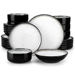 vancasso Dinner Set, Reactive Glaze Dinner Sets for 6 People, 24-Piece Mediterranean Crockery Set with Dinner Plates, Dessert Plate, Cereal Bowls and Pasta Bowls, Playa Cream