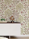 Fine Decor Rowan Autumn Trees Wallpaper In Olive