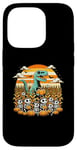 Coque pour iPhone 14 Pro Costume d'Halloween amusant de dinosaure T-Rex chats et citrouilles