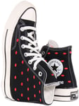 Converse A01600C Chuck 70S Hi Embroidered Lips Trainer In Black Red Size UK 3- 8