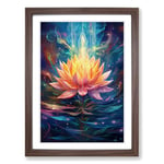 Lotus Flower Futurism No.2 Framed Wall Art Print, Ready to Hang Picture for Living Room Bedroom Home Office, Walnut A2 (48 x 66 cm)