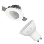 Kit Support Spot GU10 LED Rond Blanc 120mm + vitre opaque avec Ampoule LED 6W - Blanc Froid 6000K - 8000K - SILAMP