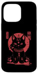 Coque pour iPhone 14 Pro Max Chat Maneki-Neko en colère porte-bonheur avec art japonais Kanji