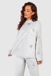 Star Detail Fleece Loungewear Hoodie