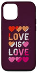 Coque pour iPhone 12/12 Pro Lesbienne, Cœurs, L'amour est l'amour, Fierté LGBT