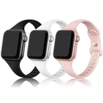 PARMPH Sport Strap Compatible with Apple Watch 38mm 40mm 41mm, 3 Packs Narrow Soft Silicone Slim Thin Replacement Wristband Compatible for iWatch Series 7 6 5 4 3 2 1 SE Sport Edition Women Men