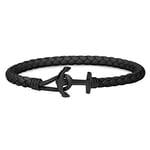 PAUL HEWITT bracelet homme & femme PHREP lite - cadeau femme & homme, bracelet cuir ancre marine (noir), fermoir ancre en inox IP (noir)