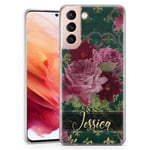 TULLUN Personalised Phone Case for Samsung Galaxy A3 (2016) - Clear Hard Plastic Custom Cover Smart Floral Individual Style Initials Name Text - Golden Name