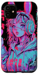 Coque pour iPhone 11 Anime Bunny Girl Vaporwave Esthétique Japonaise Rétro