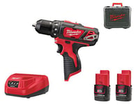 Milwaukee M12BDD-152C 2x 4933451460 Perceuse-visseuse sans fil 12 V / 1,5 Ah Li-Ion, 1 pièce