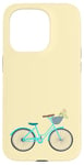 Coque pour iPhone 15 Pro Vélo rétro bleu pour fille avec panier de fleurs