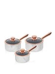 Tower Marble Rose Gold 3-Piece Saucepan Set