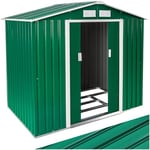 tectake® Abri de Jardin en métal Cabane de Jardin à Outils en Métal Toiture 2 pans avec Fondation, Rangement et Stockage extérieurs Moto, Vélo, Tondeuse, Brouette, Outils de Jardinage 214x130x185 cm