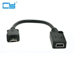 0.2M 20cm Mini USB Femelle vers Micro USB Connecteur Mâle Adaptateur Câble pour téléphones MP3 MP4,20cm - Noir