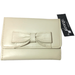 Purse Small Leather Bow Beige Ladies Women Wallet Genuine Cash Money Colour