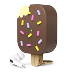 elago Ice Cream Case Compatible with AirPods Pro 2 Case Cover - Compatible with AirPods Pro 2nd Generation Case, Karabiner Included, Supports Wireless Charging, Full Protection (Chocolate)