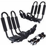 Costway - Lot de 4 Barres de Toit de Voiture pour Kayaks Support de Kayaks en Forme de u pour Voyager 36 x 20 x 15 cm Noir