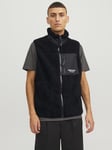 JACK & JONES Mens Teddy Fleece Gilet Black L