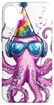 Coque pour iPhone 16 Plus Drôle Octopus Dj Casque Coloré Party Fun