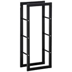 HOMCOM Range bûches Etagère porte bois de cheminée porte-bûches intérieur et extérieur charge max. 100 Kg dim. 40L x 25l x 100H cm métal noir