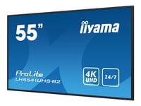 Iiyama Prolite Lh5541uhs-B2 - 55" Diagonal Klass (54.6" Visbar) Led-Bakgrundsbelyst Lcd-Skärm - Digital Skyltning - 4K Uhd (2160P) 3840 X 2160 - Svart, Glättat