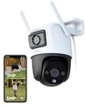 2-in-1 4K Outdoor Security Camera Dual-Lens, CCTV Camera Wireless Wi-Fi