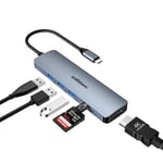 oditton Hub USB-C 6 en 1, Double écran, Adaptateur USB C avec (HDMI 4K, USB A 3.0, Lecteur de Carte SD/TF), Station d'accueil multiport Chromebook Pro/Air pour Surface, XPS et Plus d'appareils