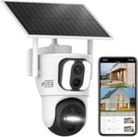 Caméra Surveillance Wifi Extérieure Sans Fil Batterie,2K Caméra Solaire Extérieur,Suivi Automatique,Détection Humaine,Autonome,Sirène,Vision Nocturne,Audio Bidirectionnel,Panneau Solaire