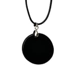 VIE Coin Pendant, Black Cord (Black Tourmaline)