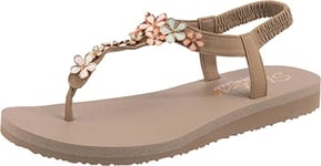 Skechers Women's Meditation-Glass Daisy Flip-Flop, Taupe Multi, 2 UK