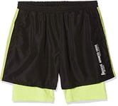 BOXEUR DES RUES - Double Shorts in Black with Contrast Stripes, Man