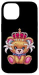 iPhone 14 Kawaii teddy bear with crown and lilies Case