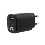 USB-Laddare med LED-display 20W USB QC3.0 och 30W USB-C PD - Svart