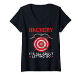 Womens Archery It's All About Letting Go Bow Arrow Shooting Archer V-Neck T-Shirt